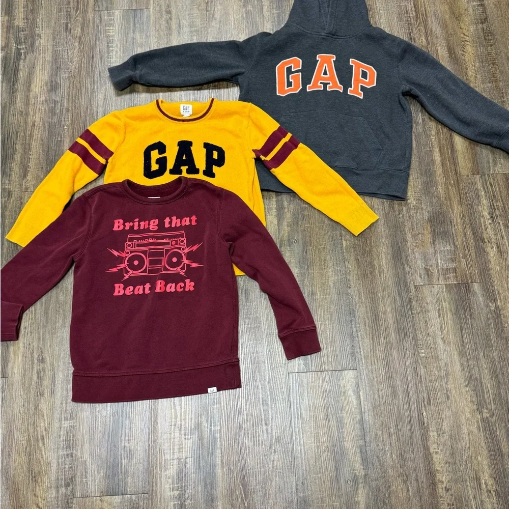 GAP Kids Sweatshirts - Yellow, Gray, and Maroon Set Cotton Polyester Bundle of 3